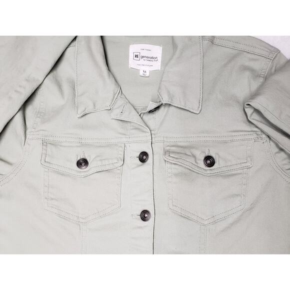Celebrity Pink Denim Jacket Sz XL – Sage Green Stretch, Longline Button Front - Picture 5 of 10